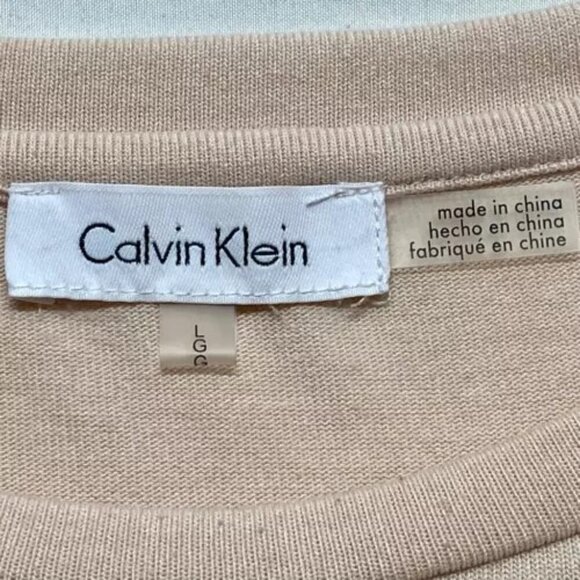 Calvin Klein Women's Large Bell Sleeve Blouse Light Pink Knit Rayon Blend Boho - Picture 10 of 10